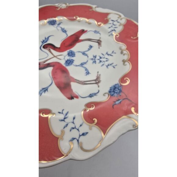 Anthropologie Lou Rota Nature Table Scarlet Ibis red  plate  9.5" Birds - Picture 6 of 8